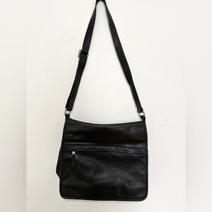 LATICO Black Genuine Leather Tote Bag Handbag Purse Tablet Messenger